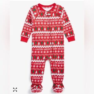 Holiday Lane Infant Merry Mix It Cotton Footed Christmas Pajamas Onesie NWT